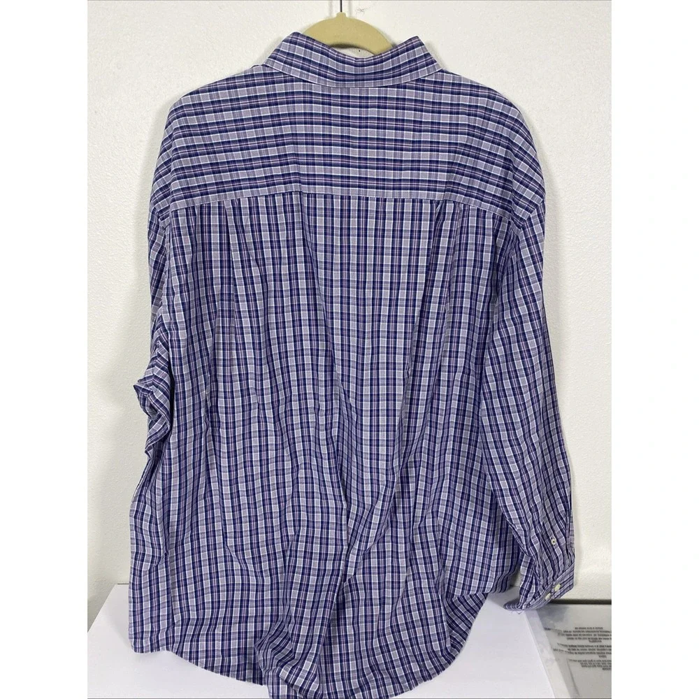 IZOD  Plaid LS Button up Shirt size 2XL Cotton Purple NWT‎ F1